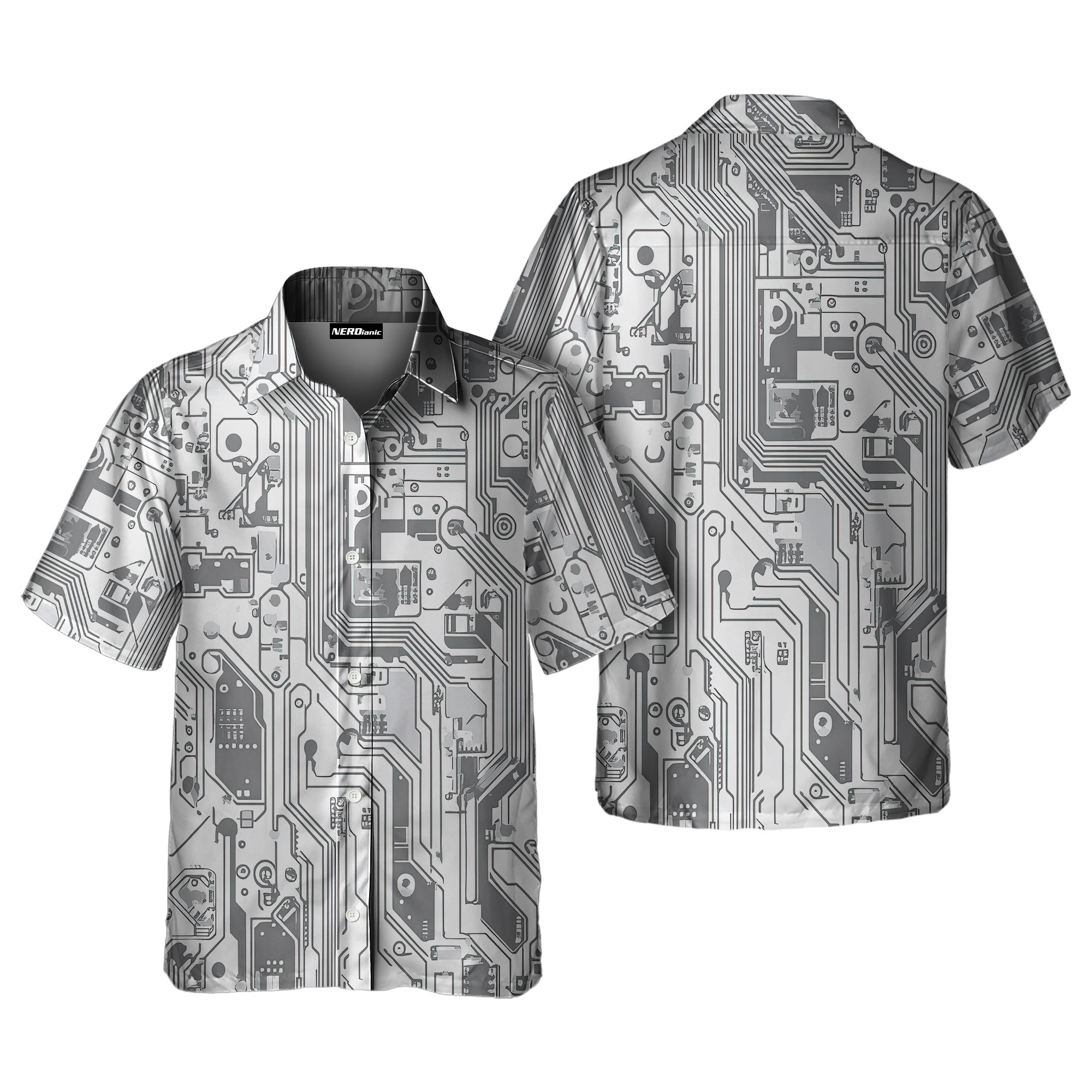 Circuit Board Nerdy Science Button Up Shirt