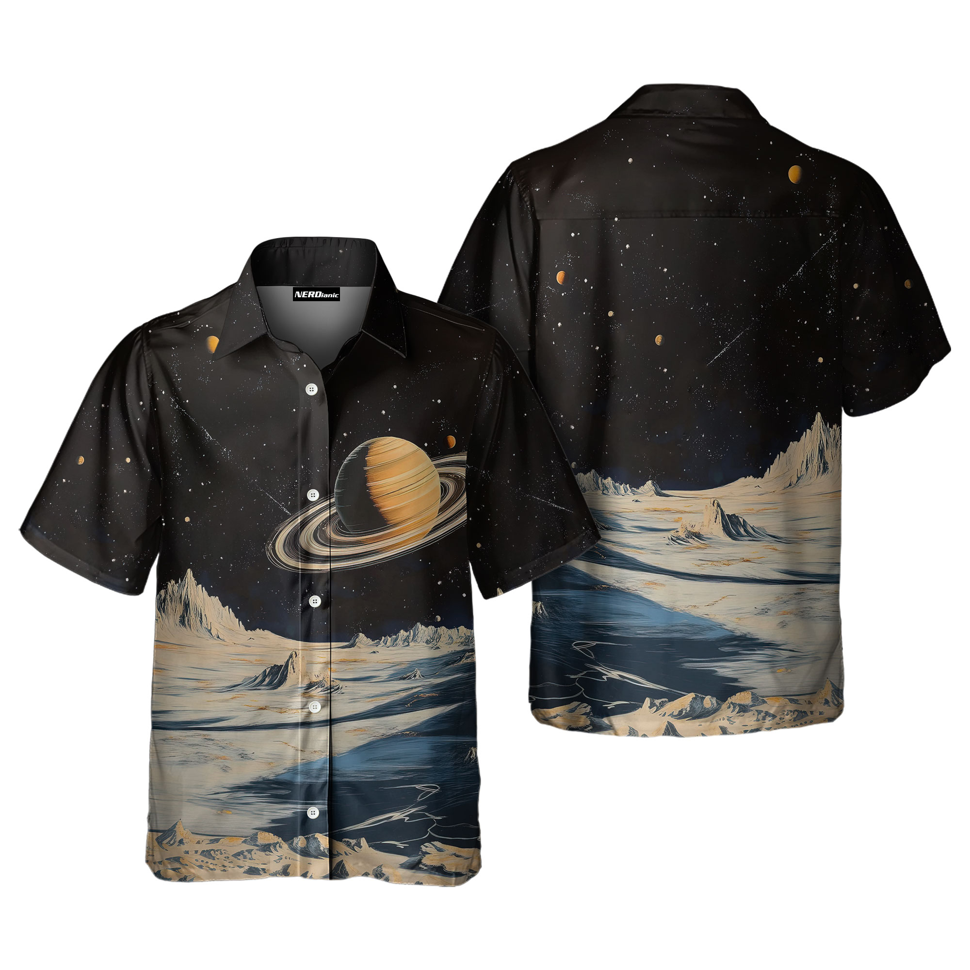 Galaxy Themed Nerdy Retro Space Button Up Shirt