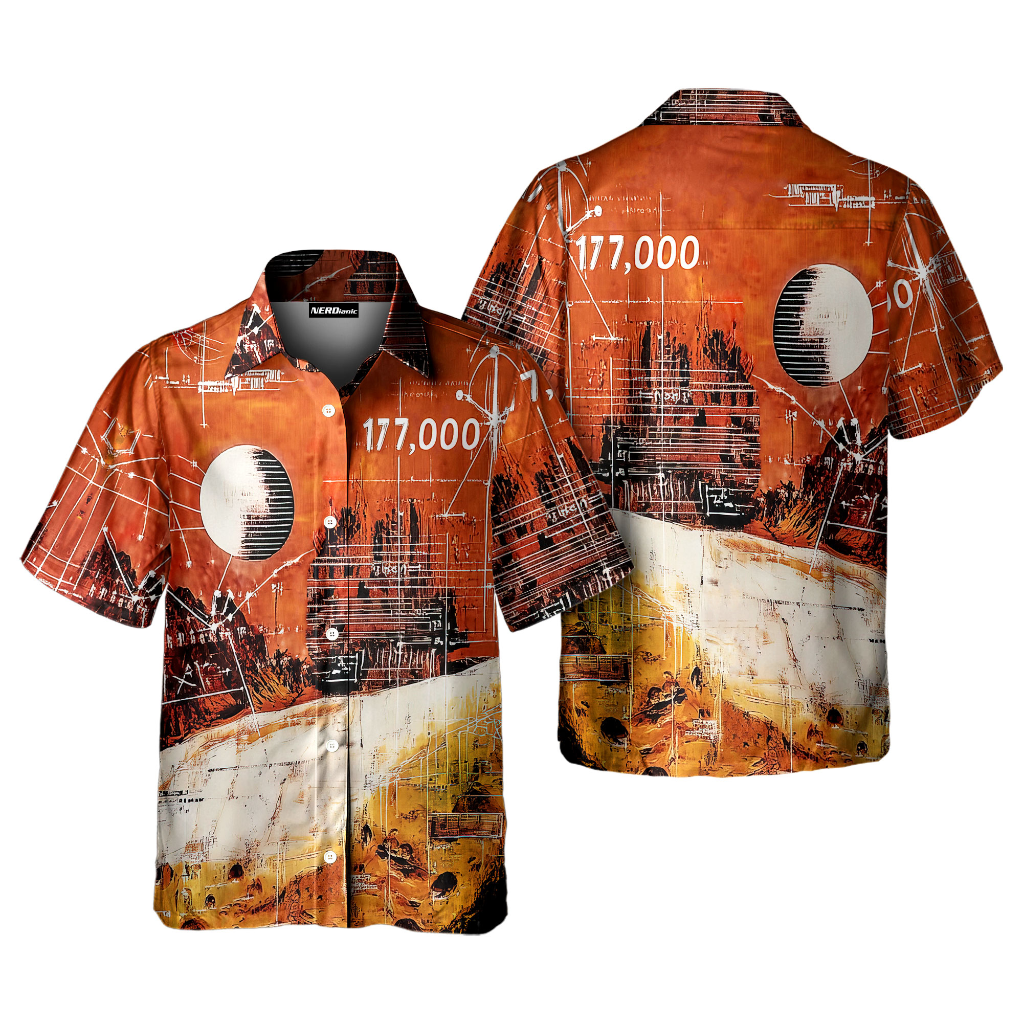 Landscape Nerdy Retro Space Button Up Shirt