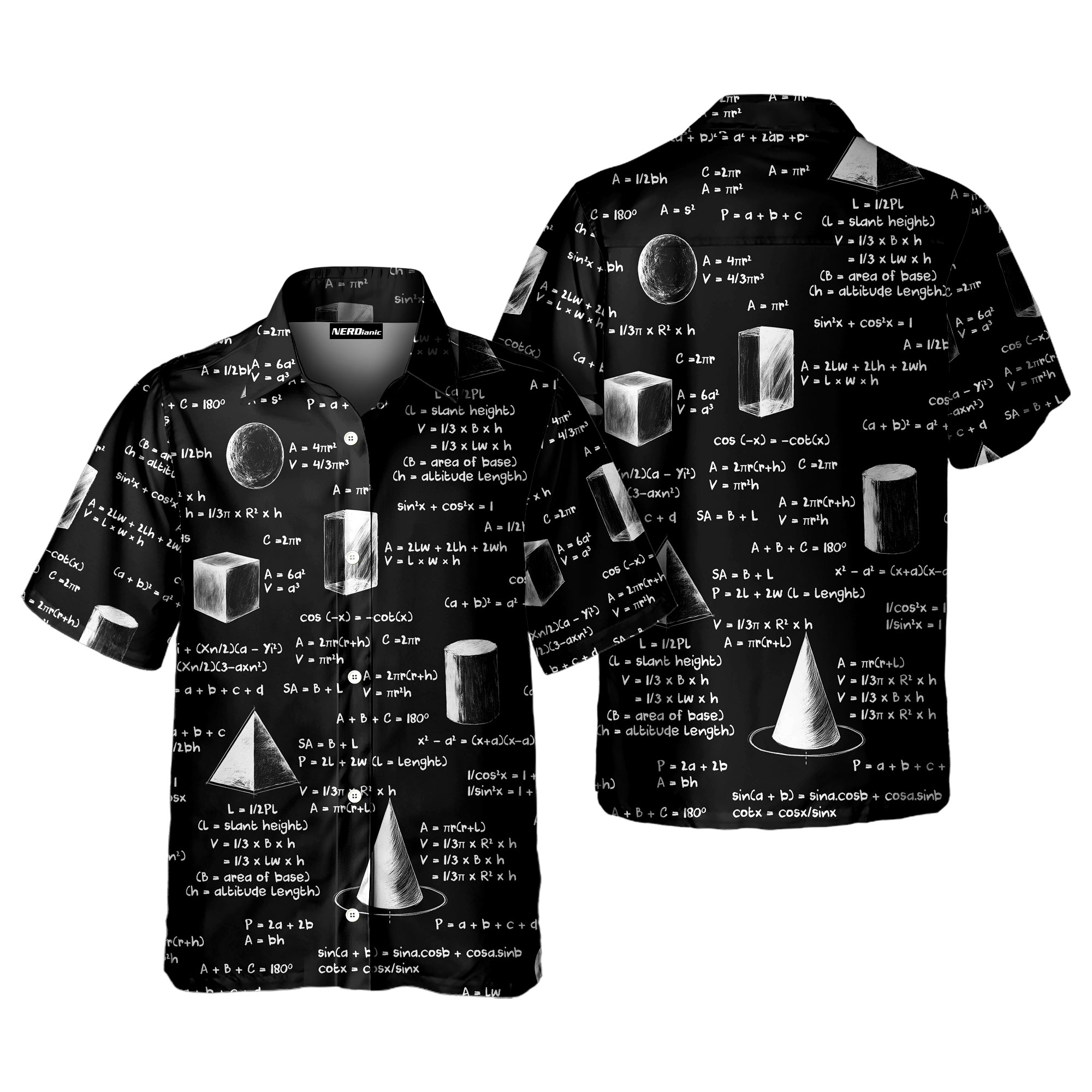 Math Formula Science Button Up Shirt