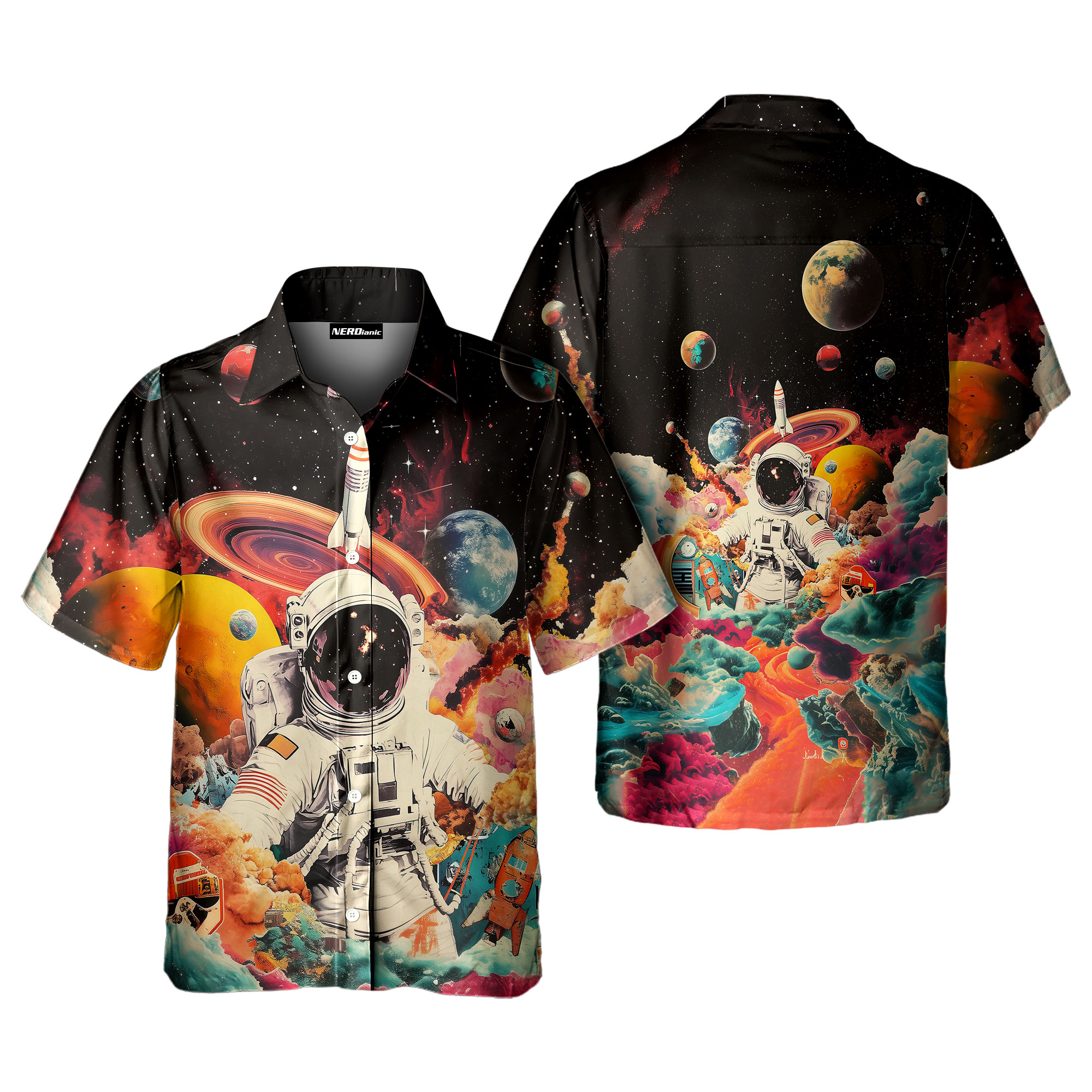 Astronaut Retro Space Button Up Shirt