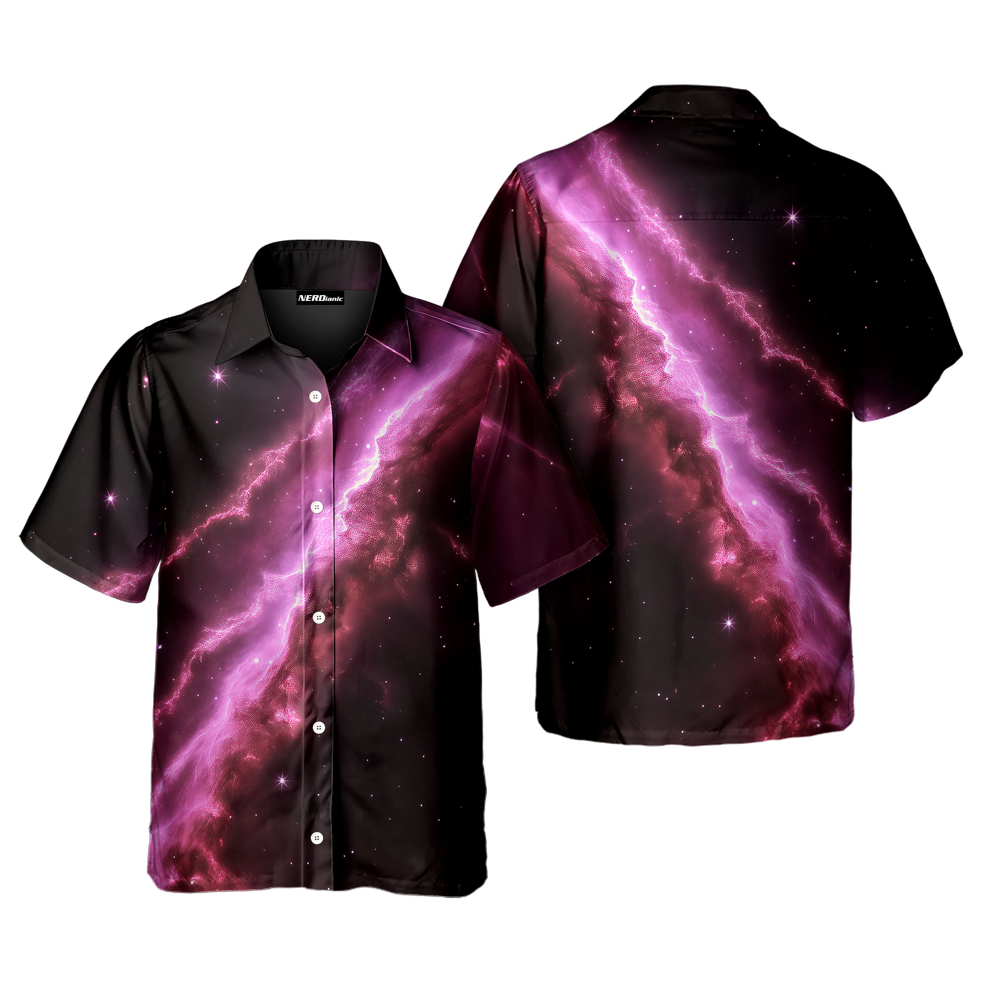Pink Galaxy Retro Space Button Up Shirt