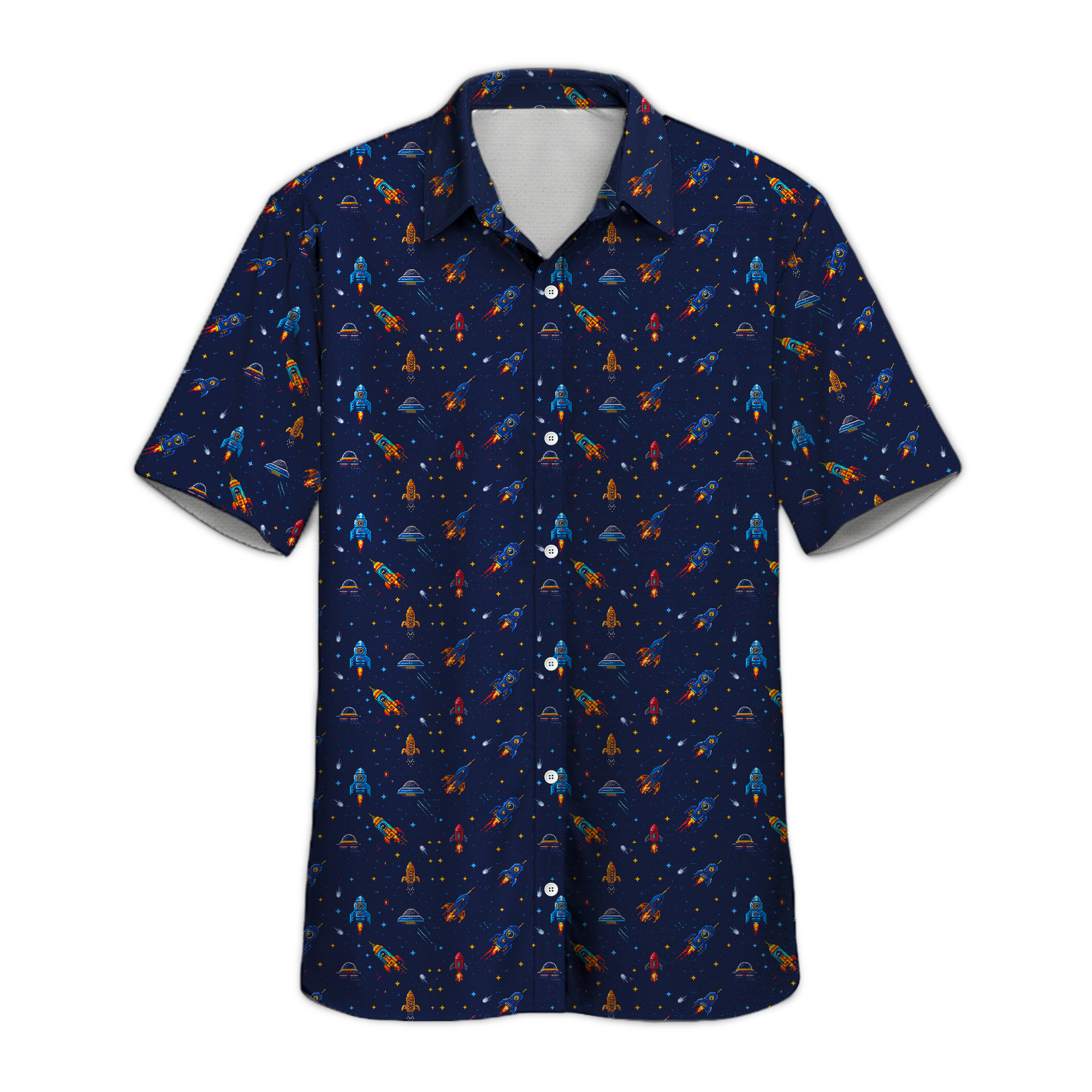 8-Bit Outer Space Button Up Shirt